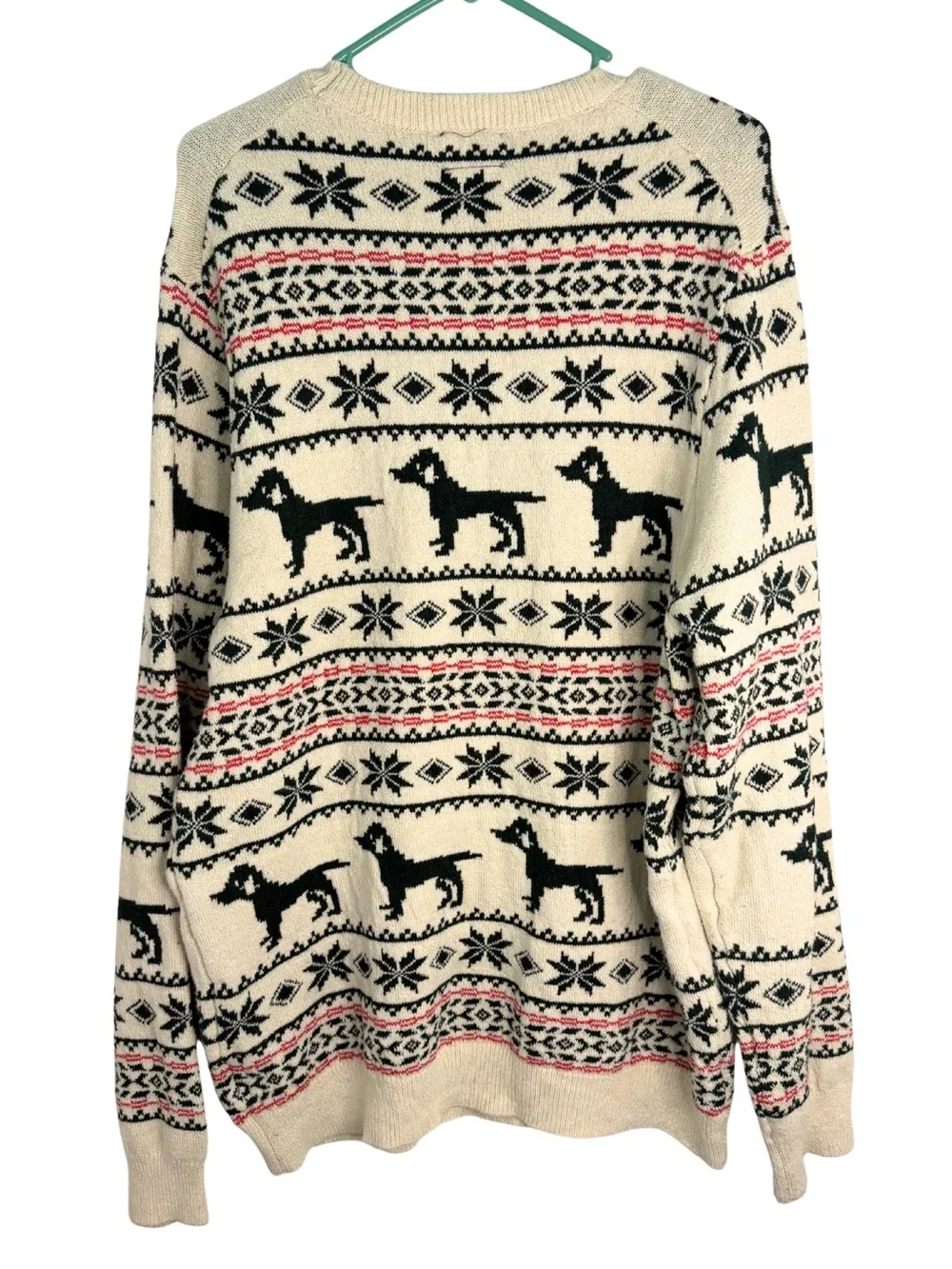 Lands' End Dog & Snowflake Fair Isle Crewneck Sweater Size XL